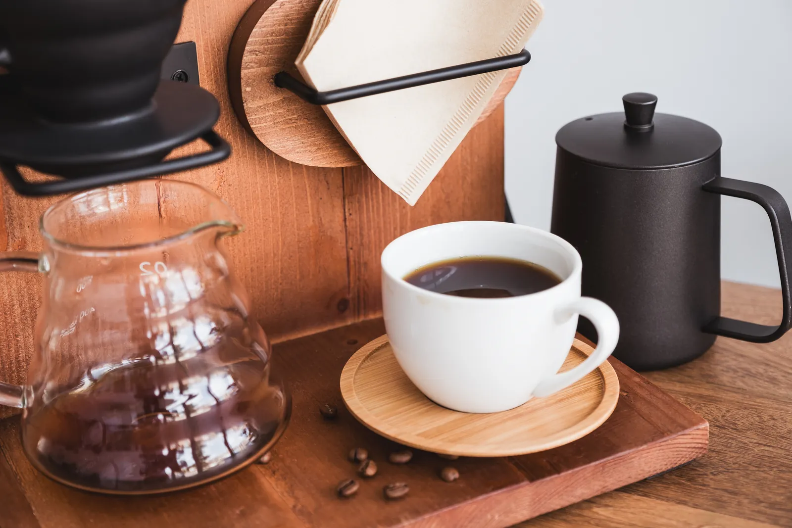 A pour-over brewing setup